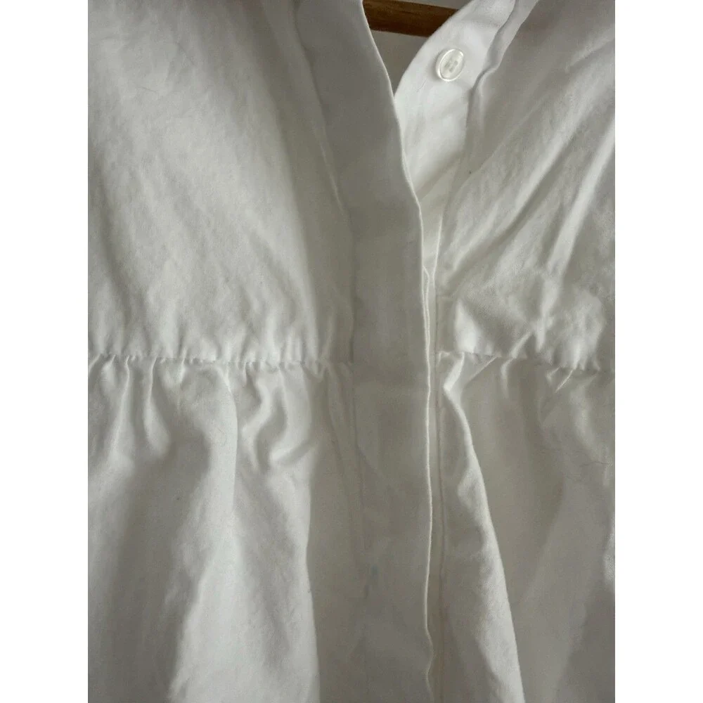 ZARA Women’s White Puff Sleeve Button Down Shirt Blouse Size S